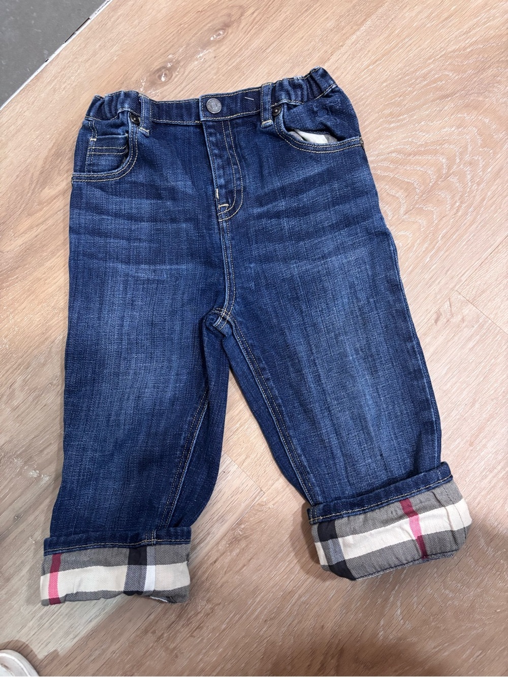 Boys Burberry Cuff Print Jeans  2Y